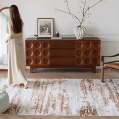 定番北欧風3Dデザインのウィルトン織カーペット(meredith-orange)