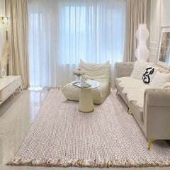 南国ナチュラルな雰囲気に!職人手織り製フリンジカーペット(SOFTY)