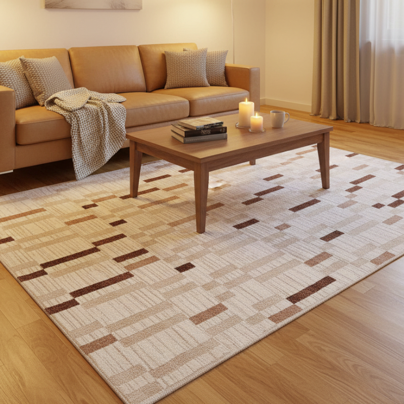 定番北欧風3Dデザインのウィルトン織カーペット（Mosaic Bloom）