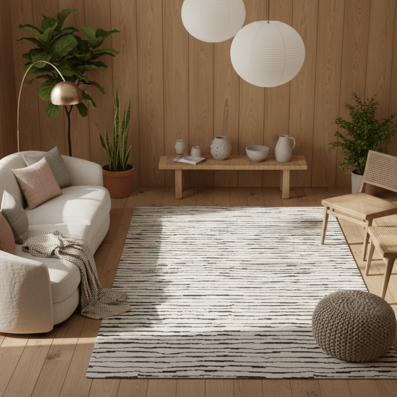 定番北欧風3Dデザインのウィルトン織カーペット（Porla）