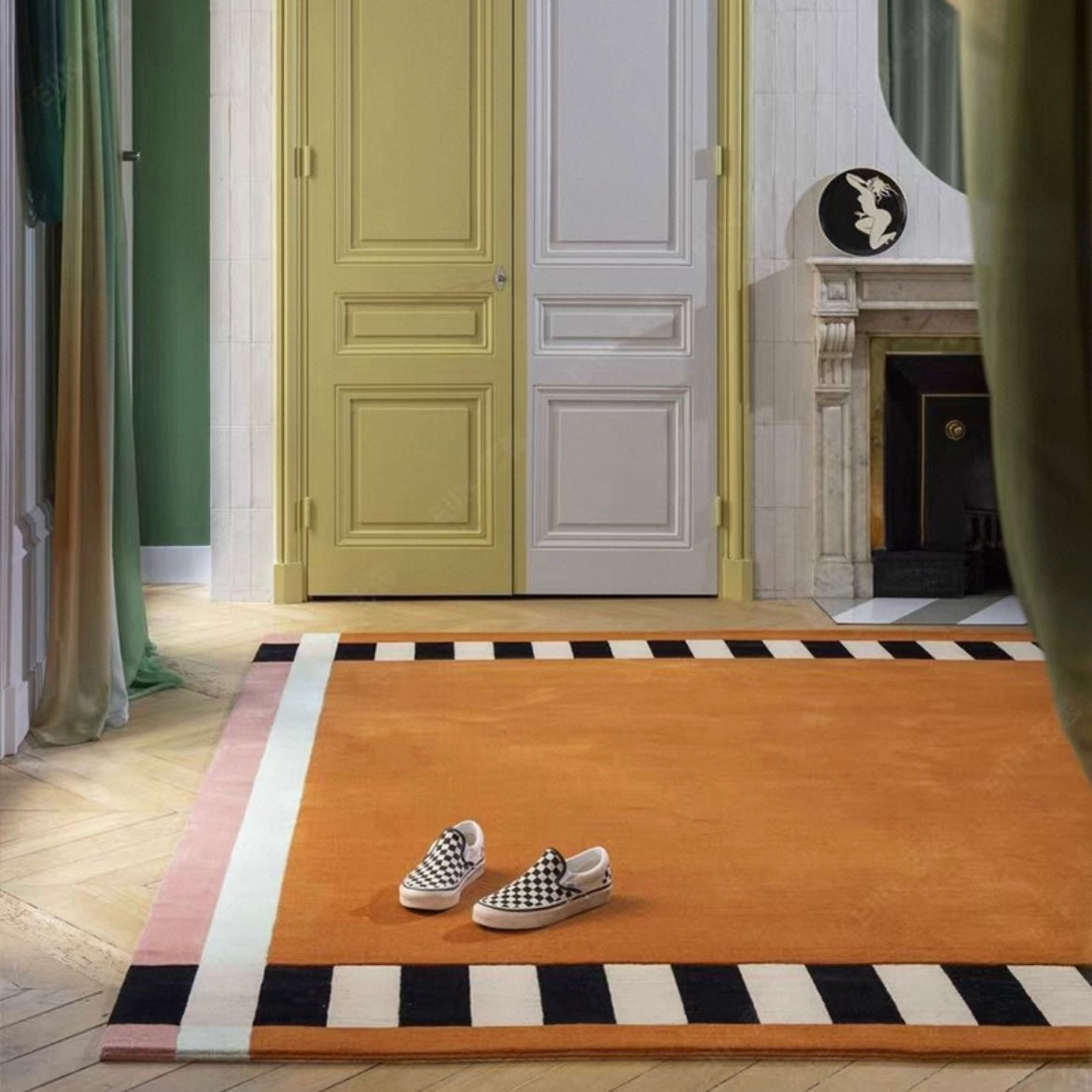 高級手作りタフティングガン刺しカーペット（Frame Stripe）